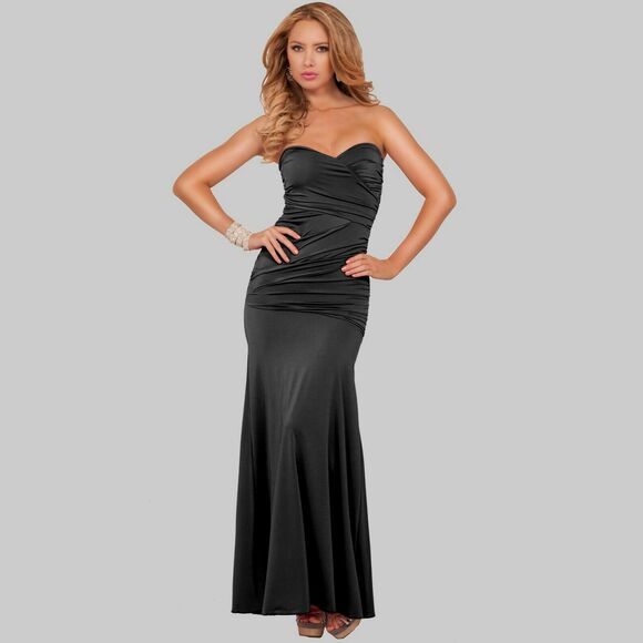 Hot & Trendy Dresses & Skirts - Women's Super Sexy & Fit Black Bodycon Full Length Maxi Dress, Size: Small , New